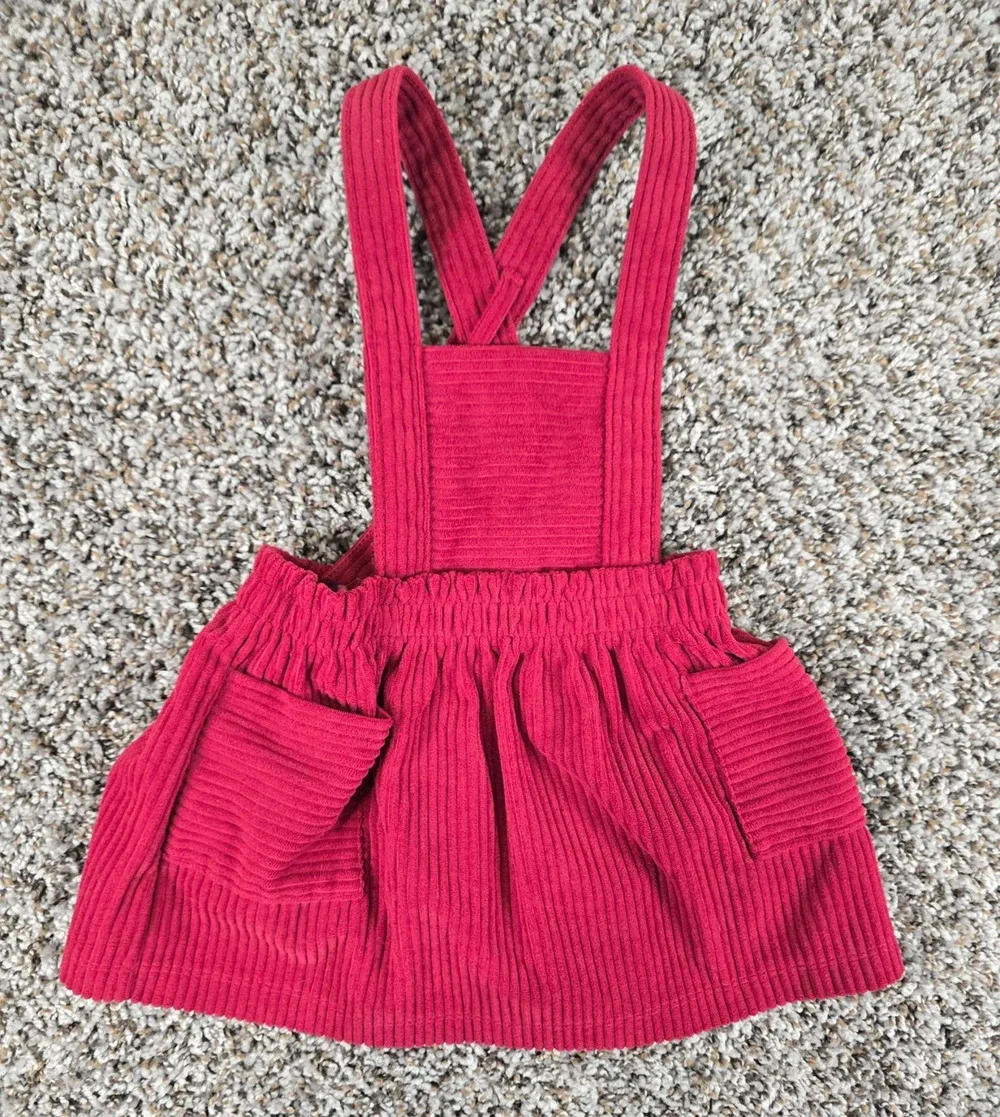 Wonder Nation Baby Girls Sz 12M Red Corduroy Jumper Holiday Christmas